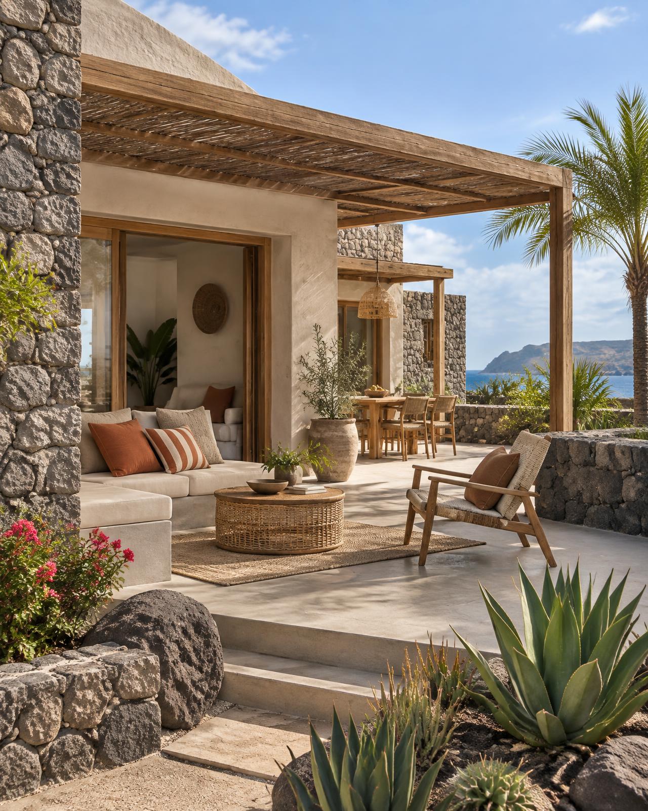 Vakantiewoning met natuursteen en een sfeervol terras op Cabo Verde